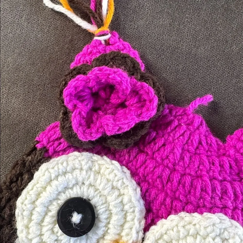 Daisy Baby Girls Infant Toddler Owl Beanie Hat Hot Pink 6-12 months NWT